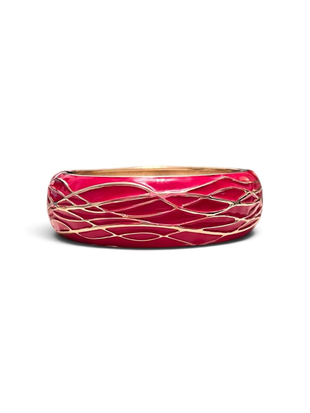 Tommy Bahama Pink Enamel Gold Lines Hinged Bangle Bracelet